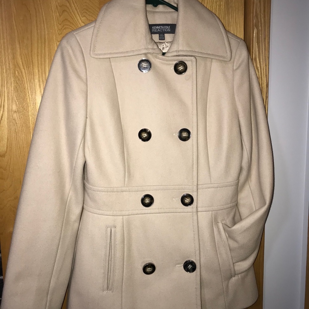 Kenneth Cole Reaction Beige Wool Peacoat Coat – Size S